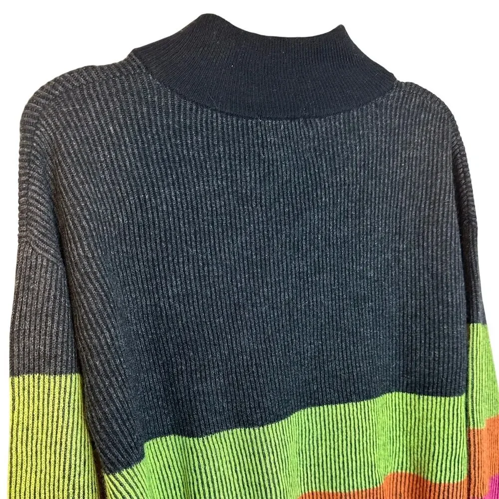 Brodie Cashmere Colorblock Mock Neck Sweater M